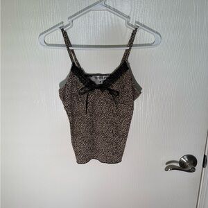 Madden Girl Cheetah Animal Print Lace Bow Y2K Trim Cami Tank Top Sz Medium